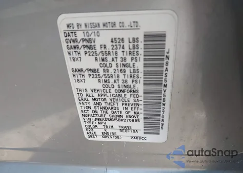 2011 Nissan Rogue Sv from USA, damaged, VIN JN8AS5MV5BW270895